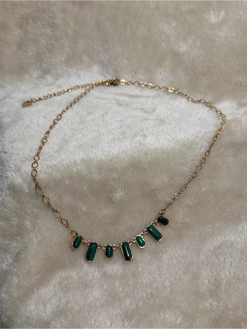 Plunder Gold Tone Chain Necklace with Green Stone Accents - Women Jewelry - Picture 3 of 6